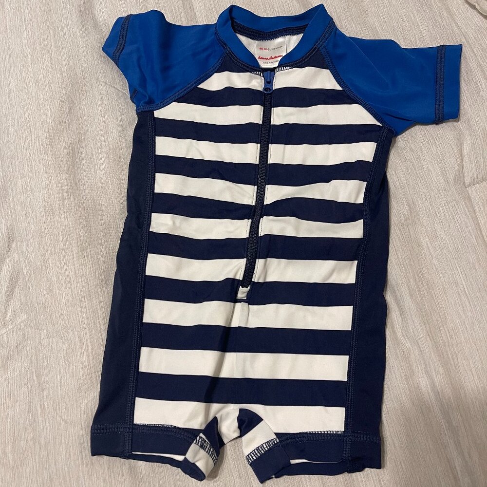 Hanna Andersson Blue Stripped RashGuard - 3-6 months